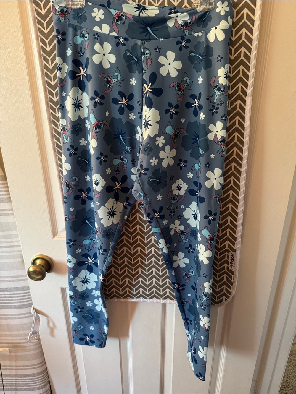 Blue Floral Stitch Leggings
